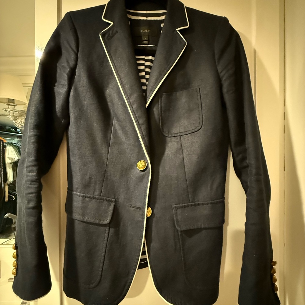 J. Crew Navy Blazer with White Trim